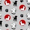 Seamless pattern made up different cute dogs and labradors as wallpaper, cover or background.