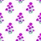 Seamless pattern with magic mushrooms on a white background. A fantastic mushroom pattern of purple hats and green