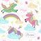 Seamless pattern with magic unicorn