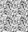 Seamless pattern of male doodle hand drawn portraits. Black and
