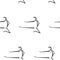 Seamless pattern of a man doing karate kick. Line art doodle sketch. Black outline on white background. Vector illustration