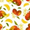 Seamless pattern mango and flower