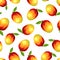 Seamless pattern with mango fruit. Vector illustration.