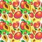 Seamless Pattern Mango Fruits Exotic Ornament Background