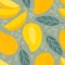 Seamless pattern. Mango juicy fruits leaves and flowers.