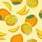 Seamless pattern with mango. Ð¡ontinuous line hand drawn illustration.