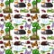 Seamless pattern with many different insects character