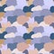 A seamless pattern of many rounded shapes overlapping each other. Soft pastel shades. Blue, pink, sand. Abstract