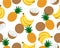 Seamless pattern of many tropical fruit