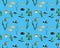 Seamless pattern with marine fishes and water plants in colour image