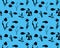 Seamless pattern with marine fishes and water plants in silhouette