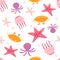 Seamless pattern with marine life