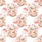 Seamless pattern with masquerade crying masks in Venetian style