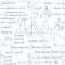 Seamless pattern math formulas. Exact school equations and functions, education, science, algebraic and geometric, doodles signs