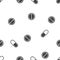 Seamless pattern with medicines. Minimalistic linear image of a round pill and capsule in a scattered order. Isolated