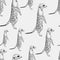 Seamless pattern meerkat stands guard alarm attention black on a