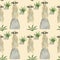 Seamless pattern Meerkat watercolor animal elements set Mongoose leaves flowers