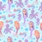 Seamless pattern with mermaids