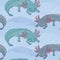 Seamless pattern with Mexican axolotl