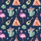 Seamless pattern with mexican ethnic elements:cactus,sombrero,maracas,teepee,guitar