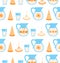 Seamless pattern with milk, melon