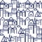 Seamless pattern, minimalist home and building outline illustration