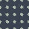 Seamless pattern in minimalistic style with abstract flower bud elements. Dark pale navy blue background