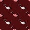 Seamless pattern in minimalistic style with doodle crane bird slhouettes ornament. Maroon background