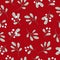 Seamless pattern with mistletoe branches on red background. Good for fabric, wallpaper, packaging, textile, web design.