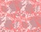 Seamless pattern with a mix of botanical monochrome silhouettes in red shades