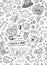 Seamless pattern with mix doddle animals in cartoon style.