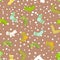 Seamless pattern with modern colorful socks. Trendy accessories in doodle style. Various cotton foot cloth. Cartoon