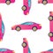 Seamless pattern with modern sport car. Texture background with vehicle