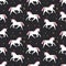 Seamless pattern with modern unicorns and stars, space constellations. Beautiful wall art wrapping paper or cloth texture with