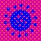 Seamless pattern with molecule of the coronavirus and dots in the style of pop art close-up. Graphic illustration with a bright