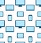 Seamless Pattern of Monitors, Laptops, Tablet Computers