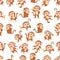 Seamless pattern with monkey with the different posing