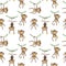 Seamless pattern Monkey watercolor animals tropics illustrations.