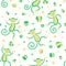 Seamless pattern with monkeys playing in balls