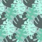 Seamless pattern monstera tropical leaf green blue color tiffany