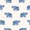 Seamless pattern with mother elephant holding its calf by trunk. Backdrop with family of funny cartoon animals on light