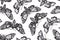 Seamless pattern with moths. Sphingidae. Hand drawn.