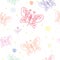 Seamless pattern with motifs of various butterflies. Butterfly ornament seamless pattern for wall art design