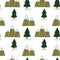 Seamless pattern of mountain pines in the snow