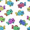 Seamless pattern of a multi-colored beaded fishes