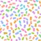 Seamless pattern of multi-colored gummy bears in a light tone on a white background