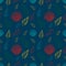Seamless pattern with multi-colored shells on a blue background.
