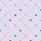 Seamless pattern of multicolored hearts with diagonal stripes