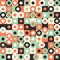 Seamless pattern with multicolored large circles and squares.