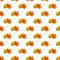 seamless pattern of multicolored maple leaves on a white background